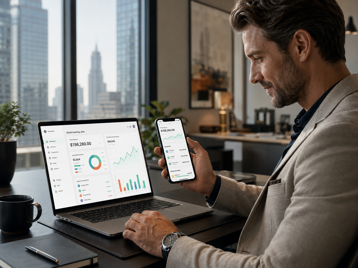 Person managing savings and personal finances